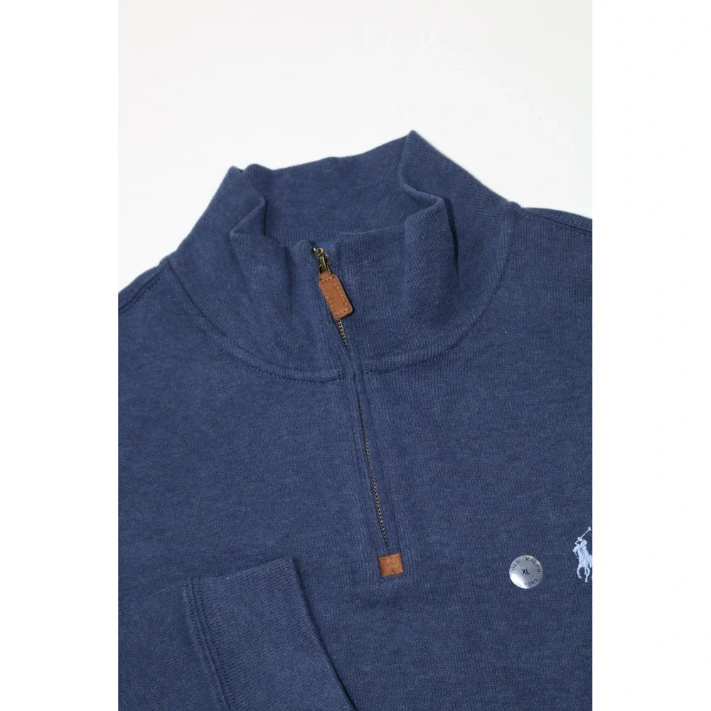 Polo Ralph Lauren Mens 1/4 Zip Sweater Spring Navy Blue Small Pony XL Knit